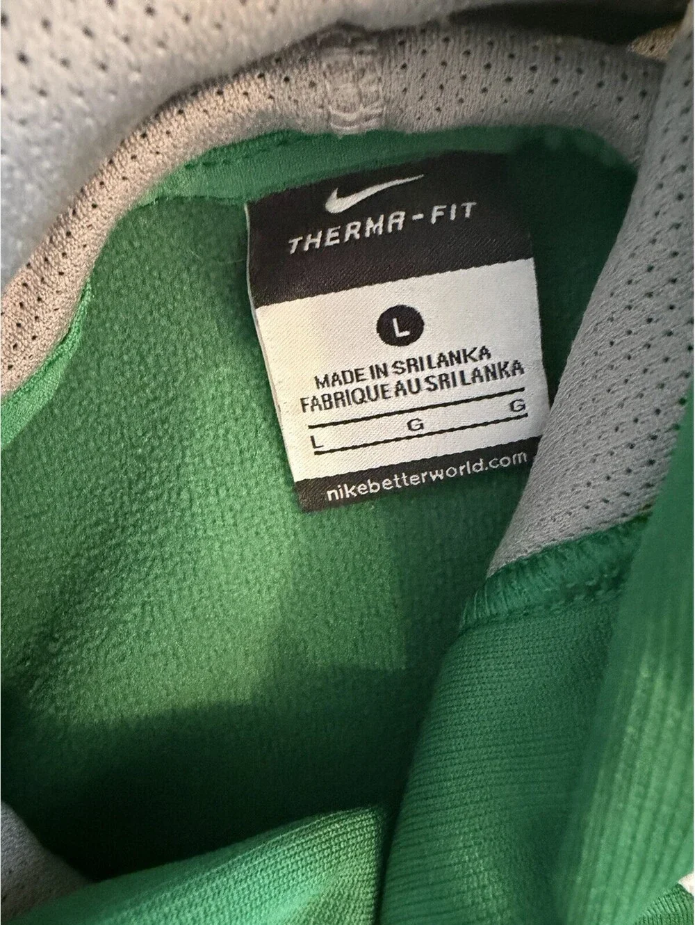 Nike Therma-FIT Pullover Hoodie - Green & White Men’s Large Athletic Sweatshirt